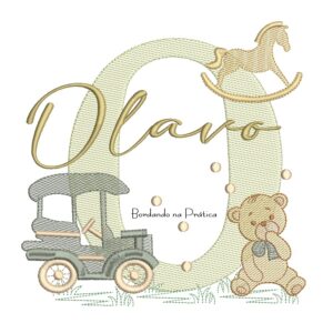 Matriz de Bordado Nome Olavo Brinquedos de Infância
