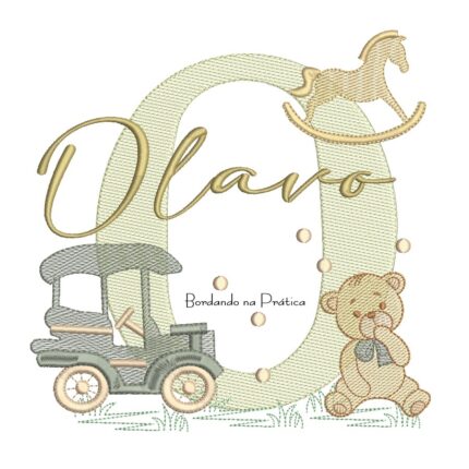 Matriz de Bordado Nome Olavo Brinquedos de Infância