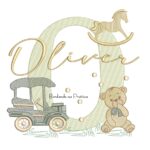 Matriz de Bordado Nome Oliver Brinquedos de Infância