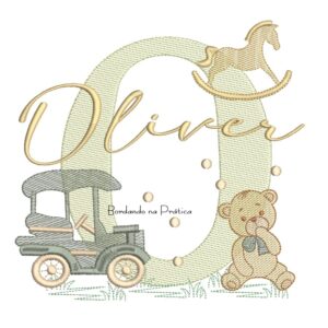 Matriz de Bordado Nome Oliver Brinquedos de Infância