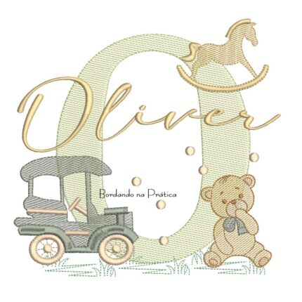 Matriz de Bordado Nome Oliver Brinquedos de Infância