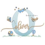 Matriz de Bordado Nome Oliver com Brinquedos