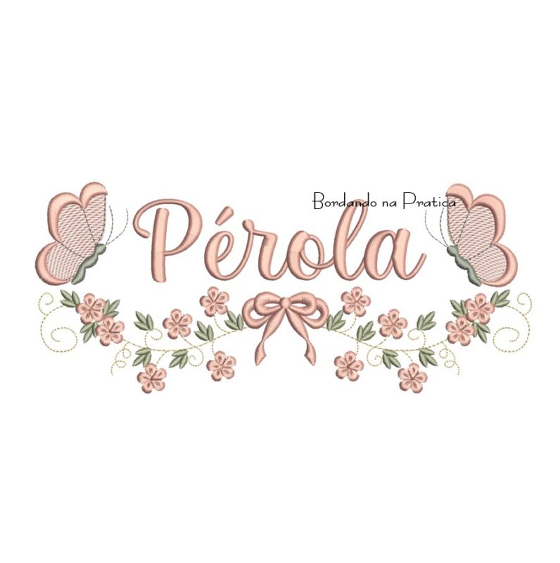 Matriz de Bordado - Nome Pérola com Raminho
