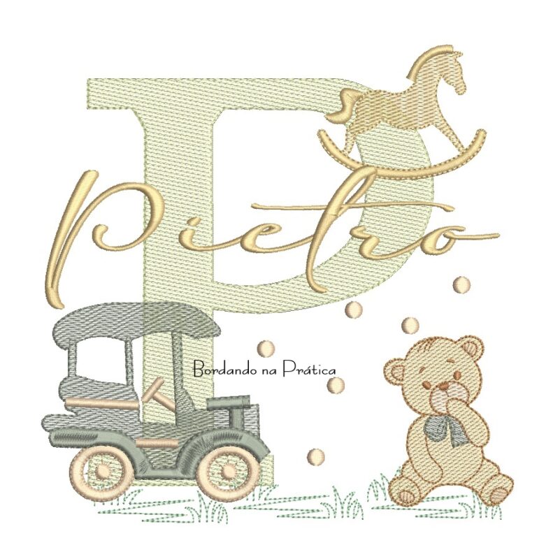 Matriz de Bordado Nome Pietro Brinquedos de Infância