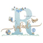 Matriz de Bordado Nome Rafael com Brinquedos