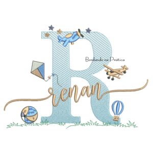 Matriz de Bordado Nome Renan com Brinquedos