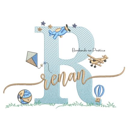 Matriz de Bordado Nome Renan com Brinquedos