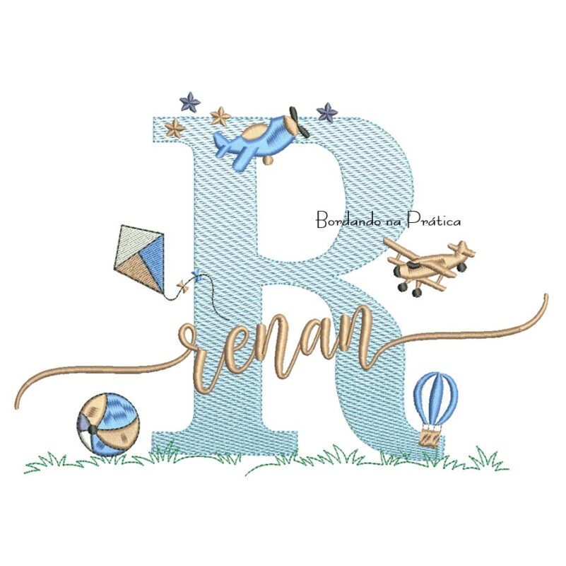 Matriz de Bordado Nome Renan com Brinquedos