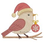Matriz de Bordado - Passarinho com Bola de Natal BP