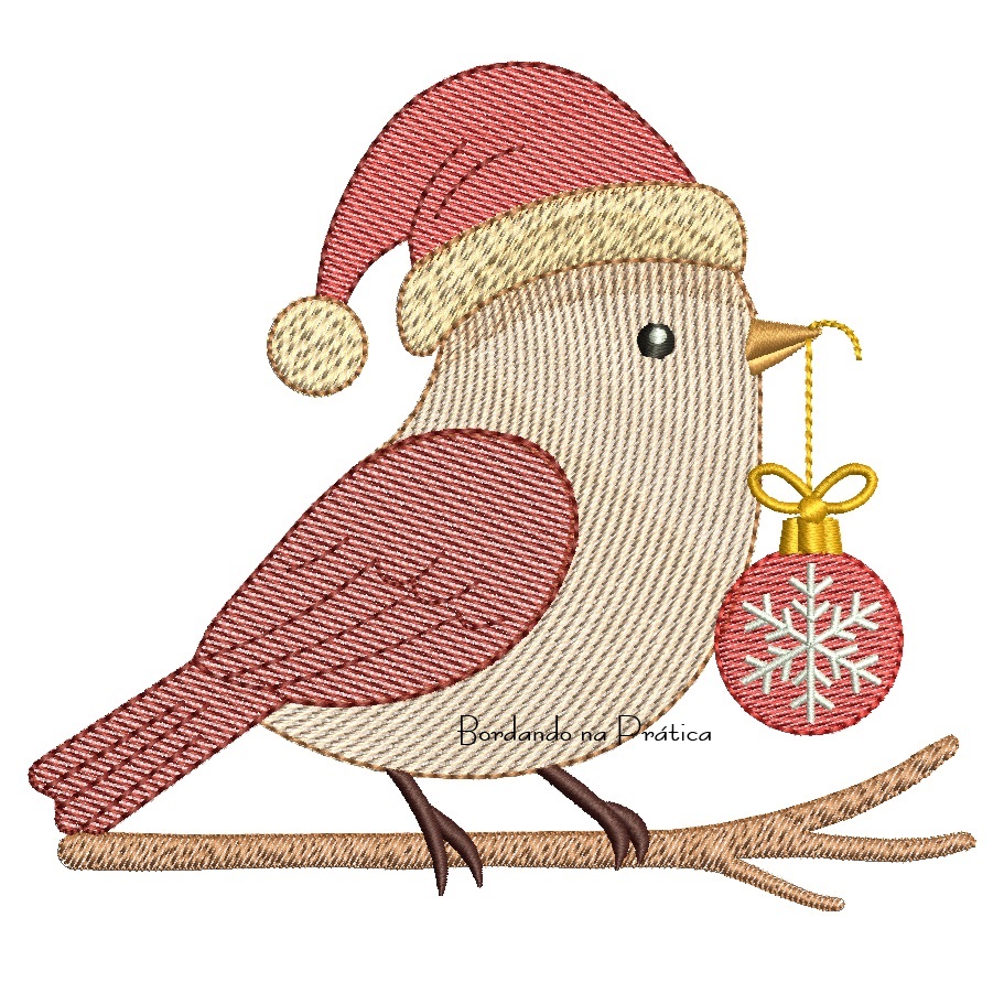 Matriz de Bordado - Passarinho com Bola de Natal BP Matriz de Bordado - Passarinho com Bola de Natal BP