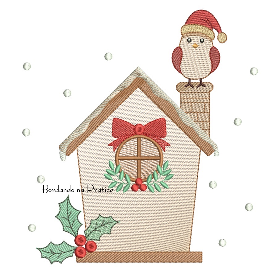 Matriz de Bordado - Passarinho de Frente na Casinha BP Matriz de Bordado - Passarinho de Frente na Casinha BP