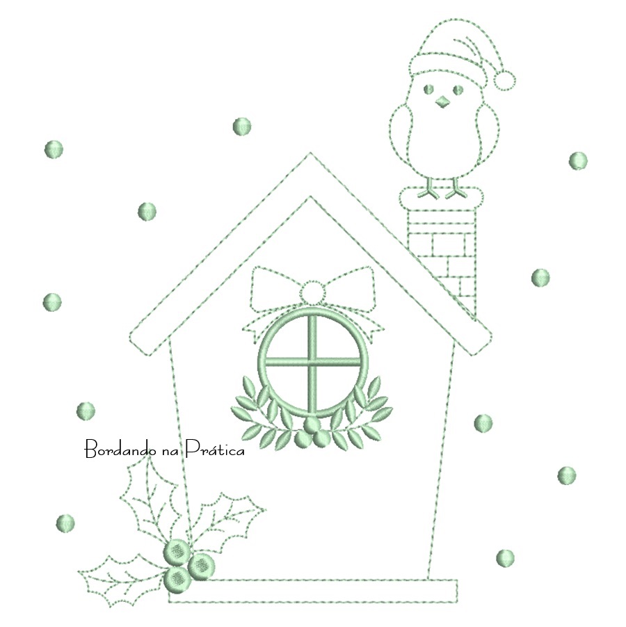 Matriz de Bordado - Passarinho na Casinha Contorno BP Matriz de Bordado - Passarinho na Casinha Contorno BP