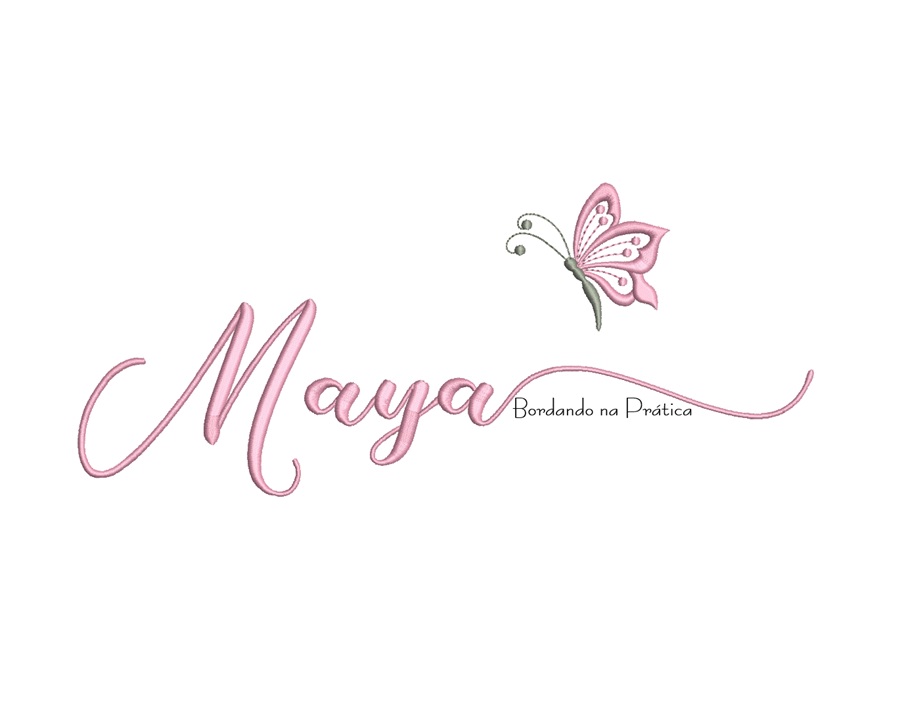 Matriz de bordado maya nome com borboleta para bordar Matriz de bordado - Maya nome com Borboleta