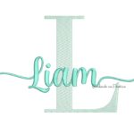Matriz de Bordado Nome Liam para bordar com letra L no fundo