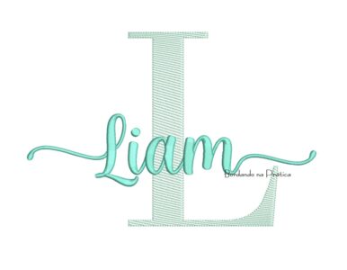 Matriz de Bordado Nome Liam para bordar com letra L no fundo