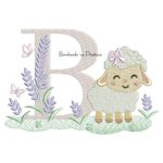 Matriz de Bordado Letra B Ovelhinha Lavanda