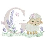 Matriz de Bordado Letra G Ovelhinha Lavanda