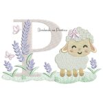 Matriz de Bordado Letra P Ovelhinha Lavanda