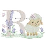 Matriz de Bordado Letra R Ovelhinha Lavanda
