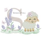 Matriz de Bordado Letra S Ovelhinha Lavanda