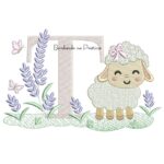 Matriz de Bordado Letra T Ovelhinha Lavanda