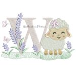 Matriz de Bordado Letra W Ovelhinha Lavanda