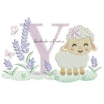 Matriz de Bordado Letra Y Ovelhinha Lavanda