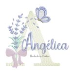 Matriz de Bordado Nome Angélica Lavanda com Laço