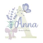 Matriz de Bordado Nome Anna Lavanda com Laço