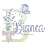 Matriz de Bordado Nome Bianca Lavanda com Laço