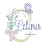 Matriz de Bordado Nome Celina Lavanda com Laço