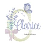 Matriz de Bordado Nome Clarice Lavanda com Laço