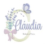 Matriz de Bordado Nome Cláudia Lavanda com Laço