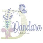 Matriz de Bordado Nome Dandara Lavanda com Laço
