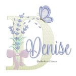 Matriz de Bordado Nome Denise Lavanda com Laço