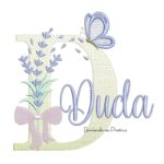 Matriz de Bordado Nome Duda Lavanda com Laço