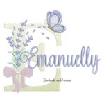 Matriz de Bordado Nome Emanuelly Lavanda com Laço