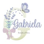 Matriz de Bordado Nome Gabriela Lavanda com Laço