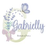 Matriz de Bordado Nome Gabrielly Lavanda com Laço