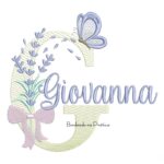 Matriz de Bordado Nome Giovanna Lavanda com Laço