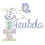 Matriz de Bordado Nome Izabela Lavanda com Laço