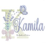 Matriz de Bordado Nome Kamila Lavanda com Laço