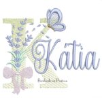 Matriz de Bordado Nome Kátia Lavanda com Laço