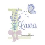 Matriz de Bordado Nome Laura Lavanda com Laço