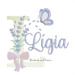 Matriz de Bordado Nome Lígia Lavanda com Laço