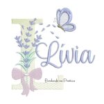 Matriz de Bordado Nome Lívia Lavanda com Laço