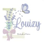 Matriz de Bordado Nome Louizy Lavanda com Laço