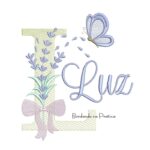 Matriz de Bordado Nome Luz Lavanda com Laço