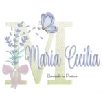 Matriz de Bordado Nome Maria Cecília Lavanda com Laço