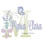 Matriz de Bordado Nome Maria Clara Lavanda com Laço